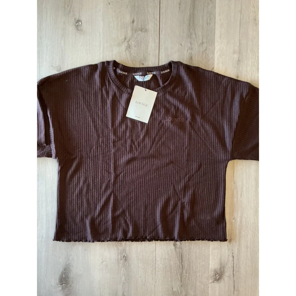 Lounge Soft Waffle Pyjama Top Chocolate‎ Large New With Tags